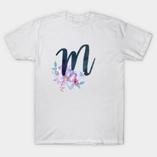 Floral Monogram M Pretty Lilac Bouquet T-Shirt